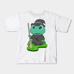 Frog Witch Broom Kids T-Shirt